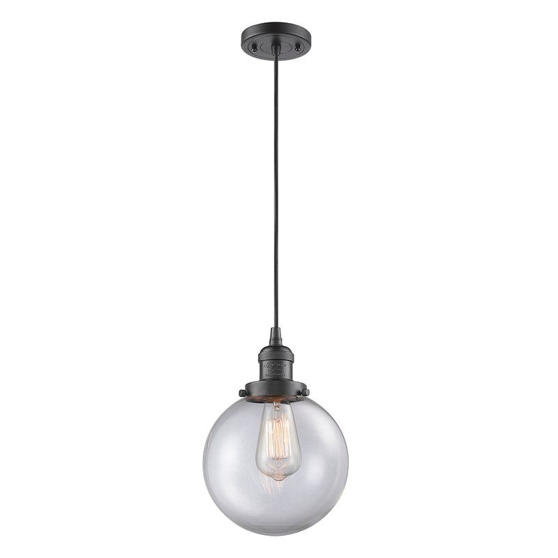 Beacon Mini Pendant shown in the Oil Rubbed Bronze finish with a Clear shade