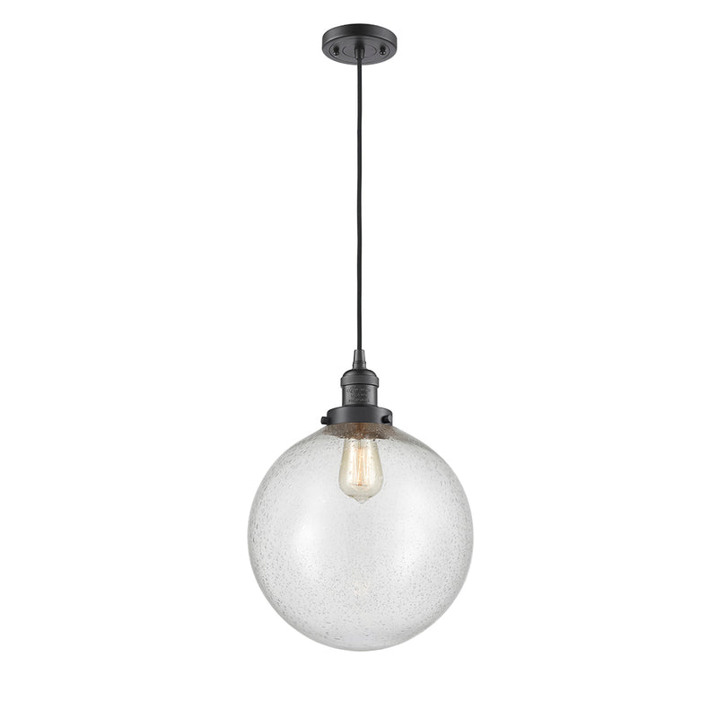 Beacon Mini Pendant shown in the Oil Rubbed Bronze finish with a Seedy shade