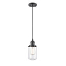 Dover Mini Pendant shown in the Oil Rubbed Bronze finish with a Clear shade