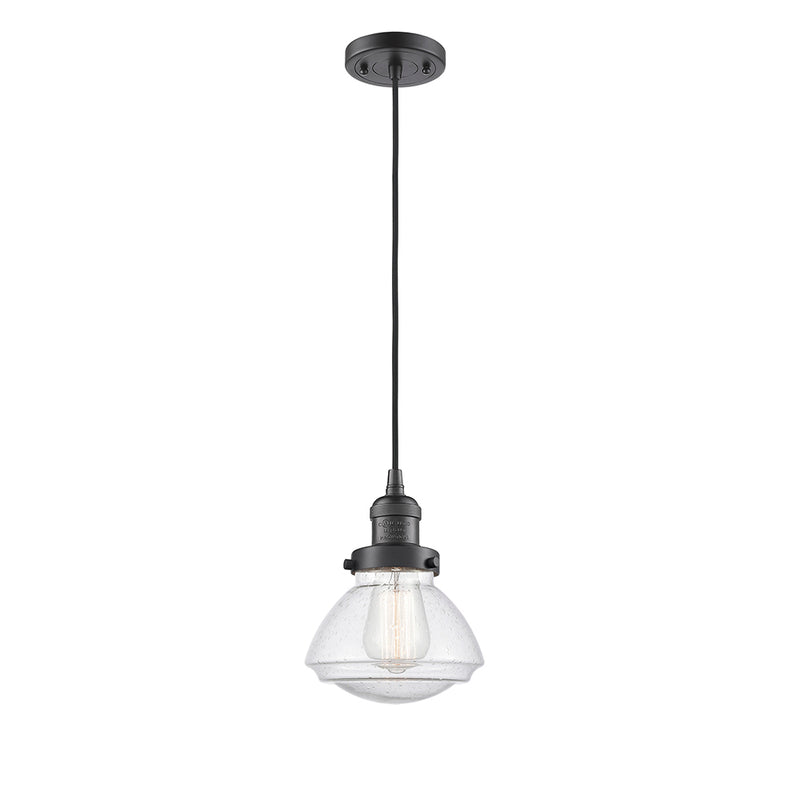 Olean Mini Pendant shown in the Oil Rubbed Bronze finish with a Seedy shade