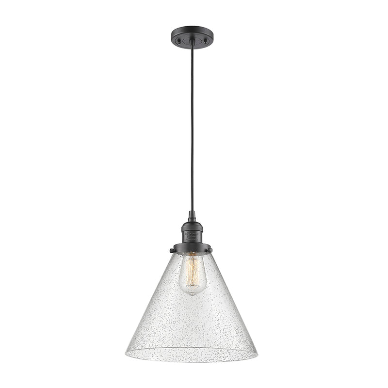 Cone Mini Pendant shown in the Oil Rubbed Bronze finish with a Seedy shade