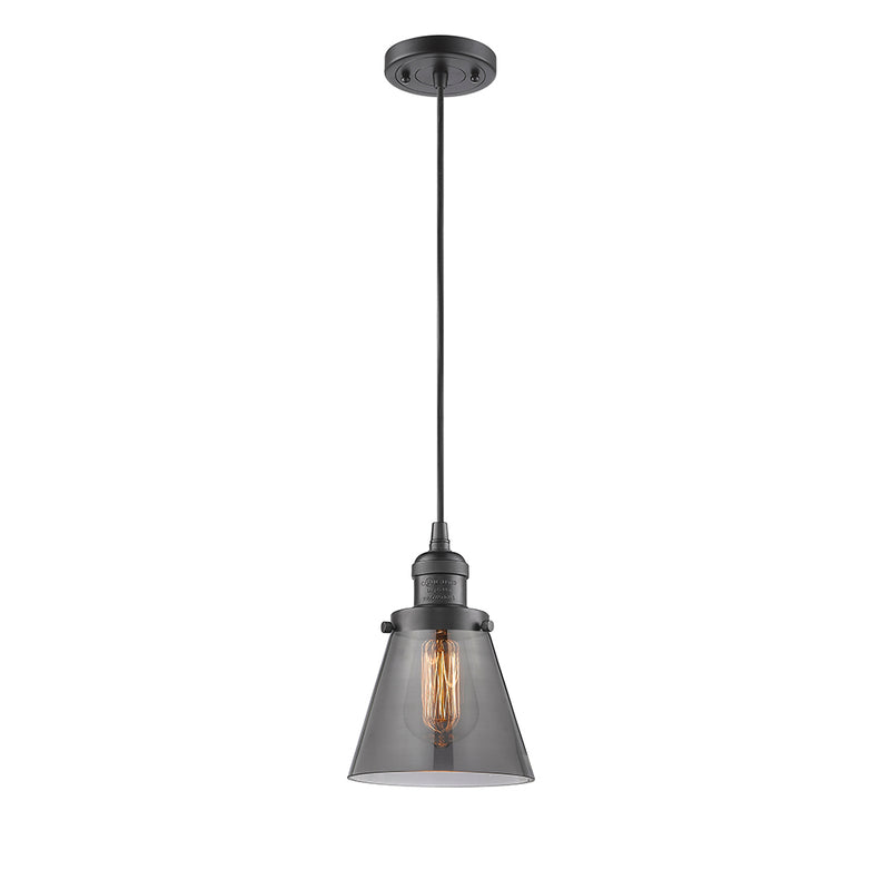 Cone Mini Pendant shown in the Oil Rubbed Bronze finish with a Plated Smoke shade