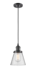 Innovations Lighting Small Cone 1-100 watt 6 inch Oil Rubbed Bronze Mini Pendant with Seedy glass 201COBG64