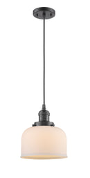 Innovations Lighting Large Bell 1-100 watt 8 inch Oil Rubbed Bronze Mini Pendant with Matte White Cased glass 201COBG71