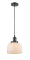 Innovations Lighting Large Bell 1-100 watt 8 inch Oil Rubbed Bronze Mini Pendant with Matte White Cased glass 201COBG71