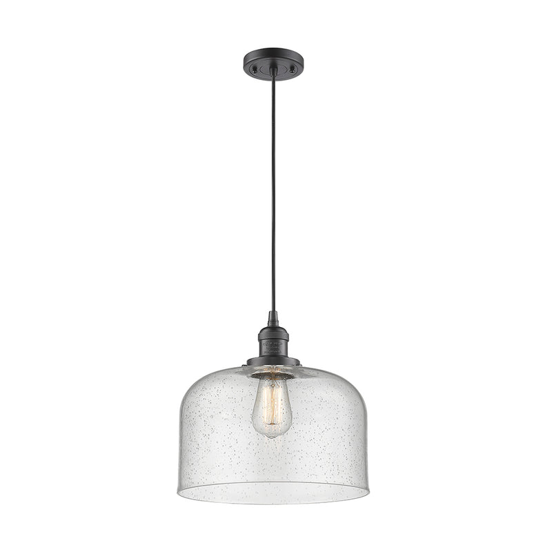 Bell Mini Pendant shown in the Oil Rubbed Bronze finish with a Seedy shade