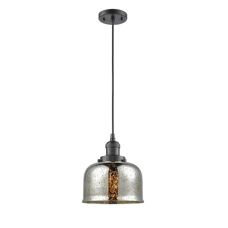 Bell Mini Pendant shown in the Oil Rubbed Bronze finish with a Silver Plated Mercury shade