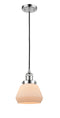 Innovations Lighting Fulton 1-100 watt 7 inch Polished Chrome Mini Pendant with Matte White Cased glass 201CPCG171