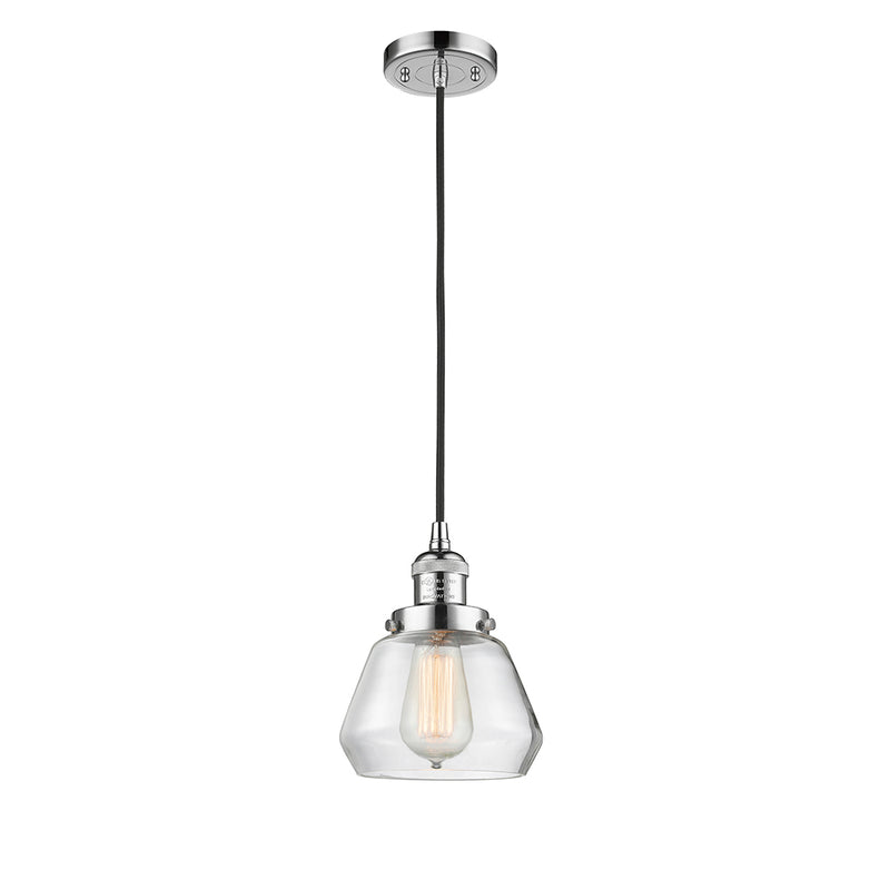 Fulton Mini Pendant shown in the Polished Chrome finish with a Clear shade