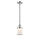 Canton Mini Pendant shown in the Polished Chrome finish with a Matte White shade