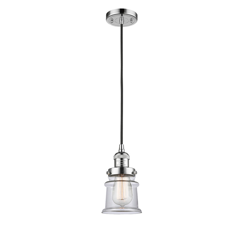 Canton Mini Pendant shown in the Polished Chrome finish with a Clear shade