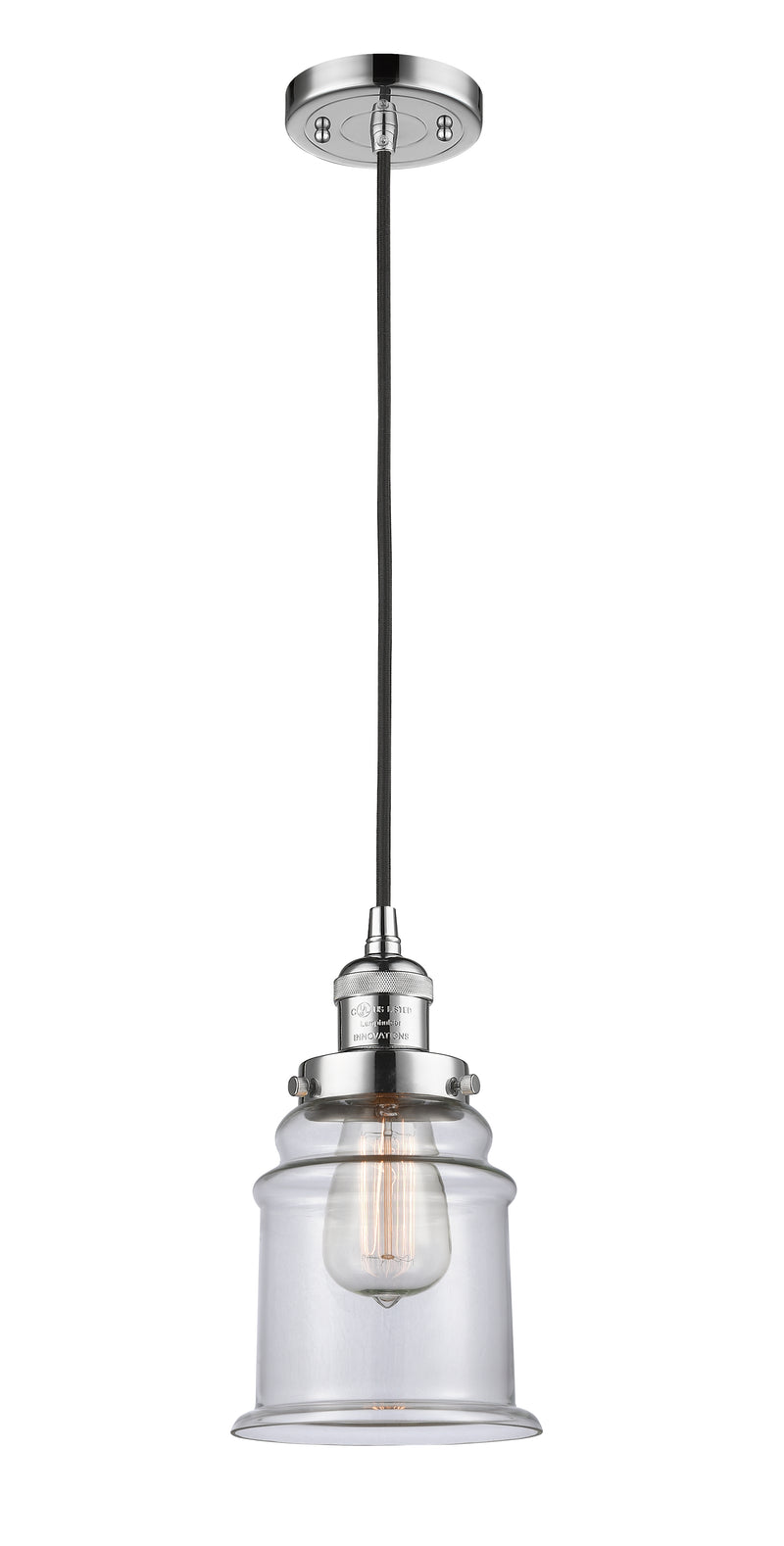 Innovations Lighting Canton 1-100 watt 6.5 inch Polished Chrome Mini Pendant with Clear glass 201CPCG182