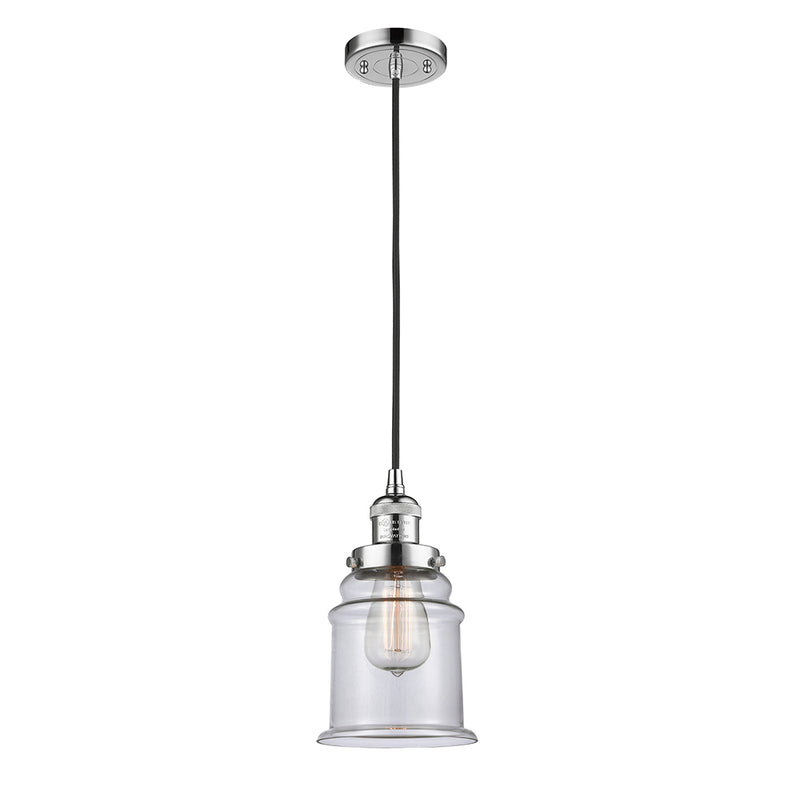 Canton Mini Pendant shown in the Polished Chrome finish with a Clear shade