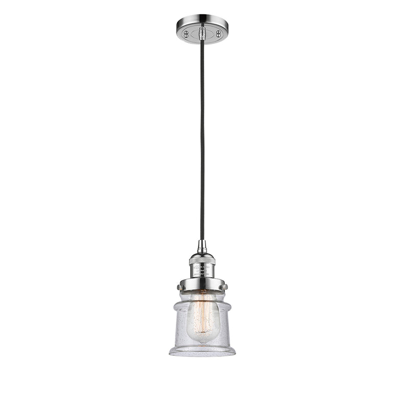 Canton Mini Pendant shown in the Polished Chrome finish with a Seedy shade