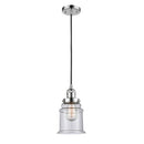 Canton Mini Pendant shown in the Polished Chrome finish with a Seedy shade