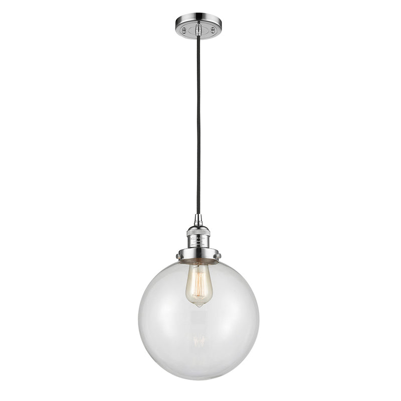 Beacon Mini Pendant shown in the Polished Chrome finish with a Clear shade