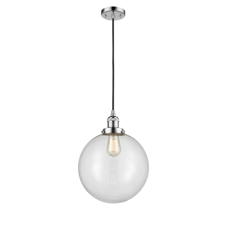 Beacon Mini Pendant shown in the Polished Chrome finish with a Clear shade