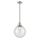 Beacon Mini Pendant shown in the Polished Chrome finish with a Seedy shade