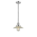 Halophane Mini Pendant shown in the Polished Chrome finish with a Clear Halophane shade