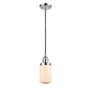 Dover Mini Pendant shown in the Polished Chrome finish with a Matte White shade