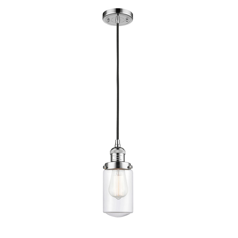 Dover Mini Pendant shown in the Polished Chrome finish with a Clear shade