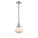 Olean Mini Pendant shown in the Polished Chrome finish with a Matte White shade