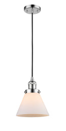 Innovations Lighting Large Cone 1-100 watt 8 inch Polished Chrome Mini Pendant with Matte White Cased glass 201CPCG41