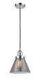 Innovations Lighting Large Cone 1-100 watt 8 inch Polished Chrome Mini Pendant with Smoked glass 201CPCG43