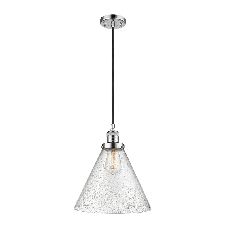 Cone Mini Pendant shown in the Polished Chrome finish with a Seedy shade