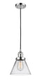 Innovations Lighting Large Cone 1-100 watt 8" Polished Chrome Mini Pendant with Seedy glass 201CPCG44