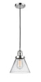 Innovations Lighting Large Cone 1-100 watt 8 inch Polished Chrome Mini Pendant with Seedy glass 201CPCG44