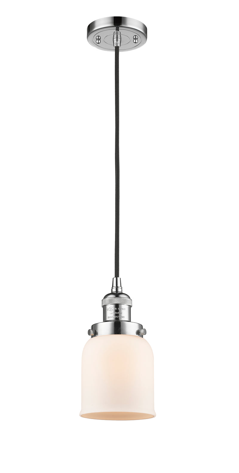 Innovations Lighting Small Bell 1-100 watt 5 inch Polished Chrome Mini Pendant with Matte White Cased glass 201CPCG51