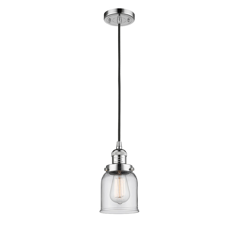 Bell Mini Pendant shown in the Polished Chrome finish with a Clear shade