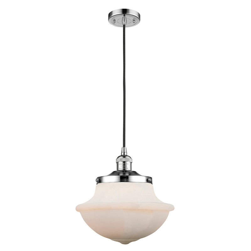 Oxford Mini Pendant shown in the Polished Chrome finish with a Matte White shade