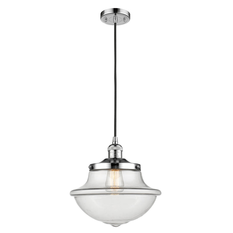 Oxford Mini Pendant shown in the Polished Chrome finish with a Clear shade