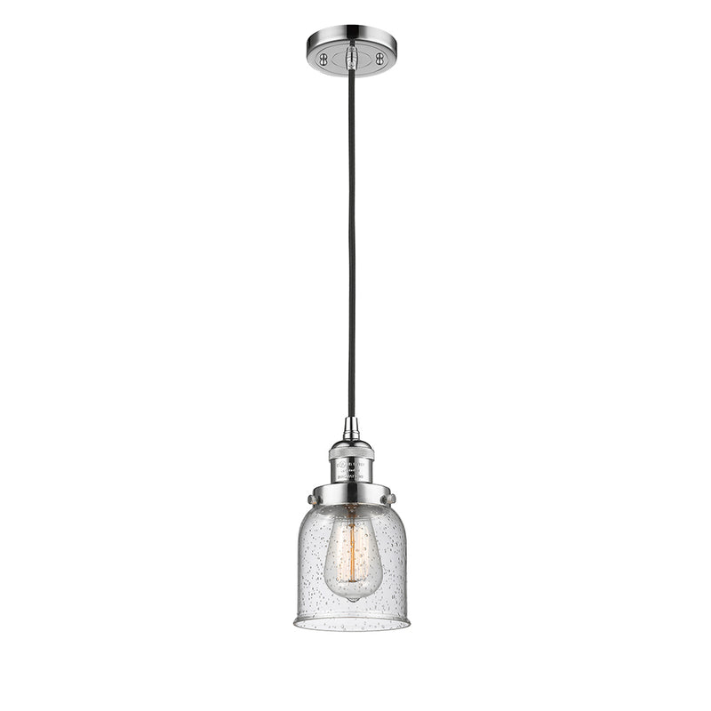 Bell Mini Pendant shown in the Polished Chrome finish with a Seedy shade