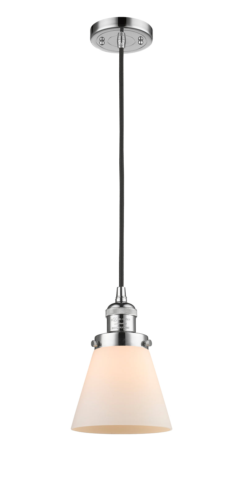 Innovations Lighting Small Cone 1-100 watt 6 inch Polished Chrome Mini Pendant with Matte White Cased glass 201CPCG61