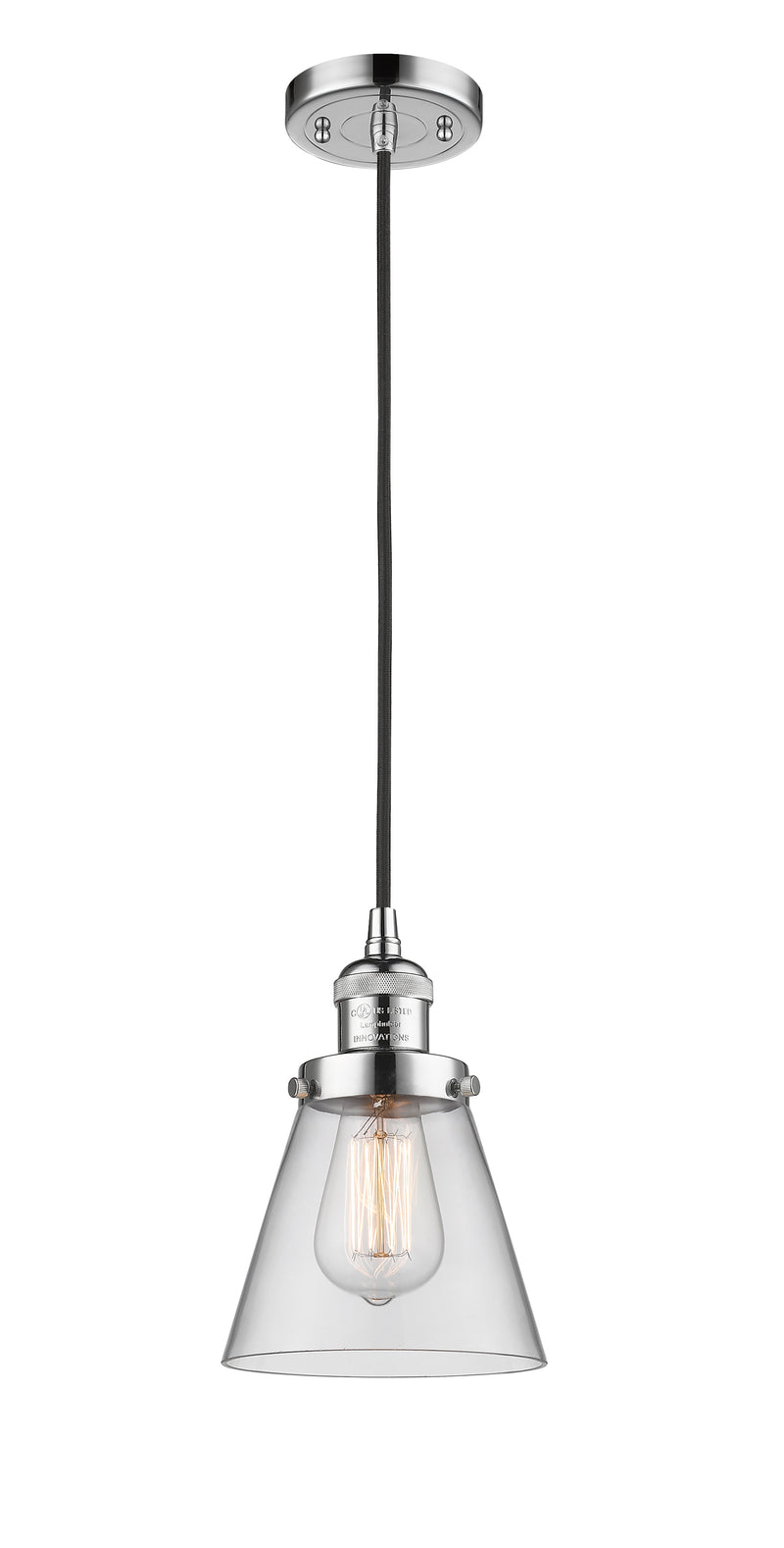 Innovations Lighting Small Cone 1-100 watt 6 inch Polished Chrome Mini Pendant with Clear glass 201CPCG62