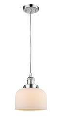 Innovations Lighting Large Bell 1-100 watt 8 inch Polished Chrome Mini Pendant with Matte White Cased glass 201CPCG71