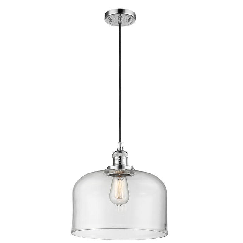 Bell Mini Pendant shown in the Polished Chrome finish with a Clear shade