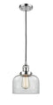 Innovations Lighting Large Bell 1-100 watt 8 inch Polished Chrome Mini Pendant with Clear glass 201CPCG72