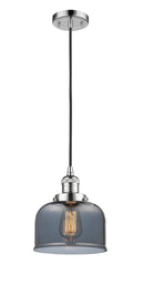 Innovations Lighting Large Bell 1-100 watt 8 inch Polished Chrome Mini Pendant with Smoked glass 201CPCG73