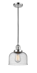 Innovations Lighting Large Bell 1-100 watt 8 inch Antique Copper Mini Pendant with Seedy glass 201CPCG74