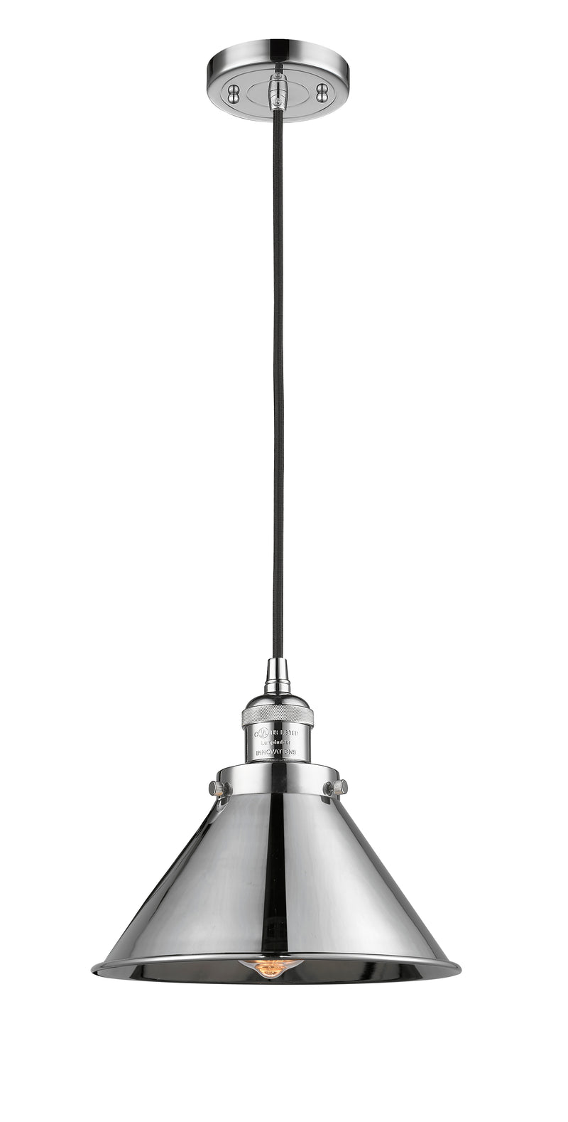 Innovations Lighting Briarcliff 1-100 watt 10 inch Polished Chrome Mini Pendant with Polished Chrome Briarcliff shades  201CPCM10PC