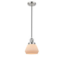 Fulton Mini Pendant shown in the Polished Nickel finish with a Matte White shade