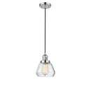 Fulton Mini Pendant shown in the Polished Nickel finish with a Clear shade