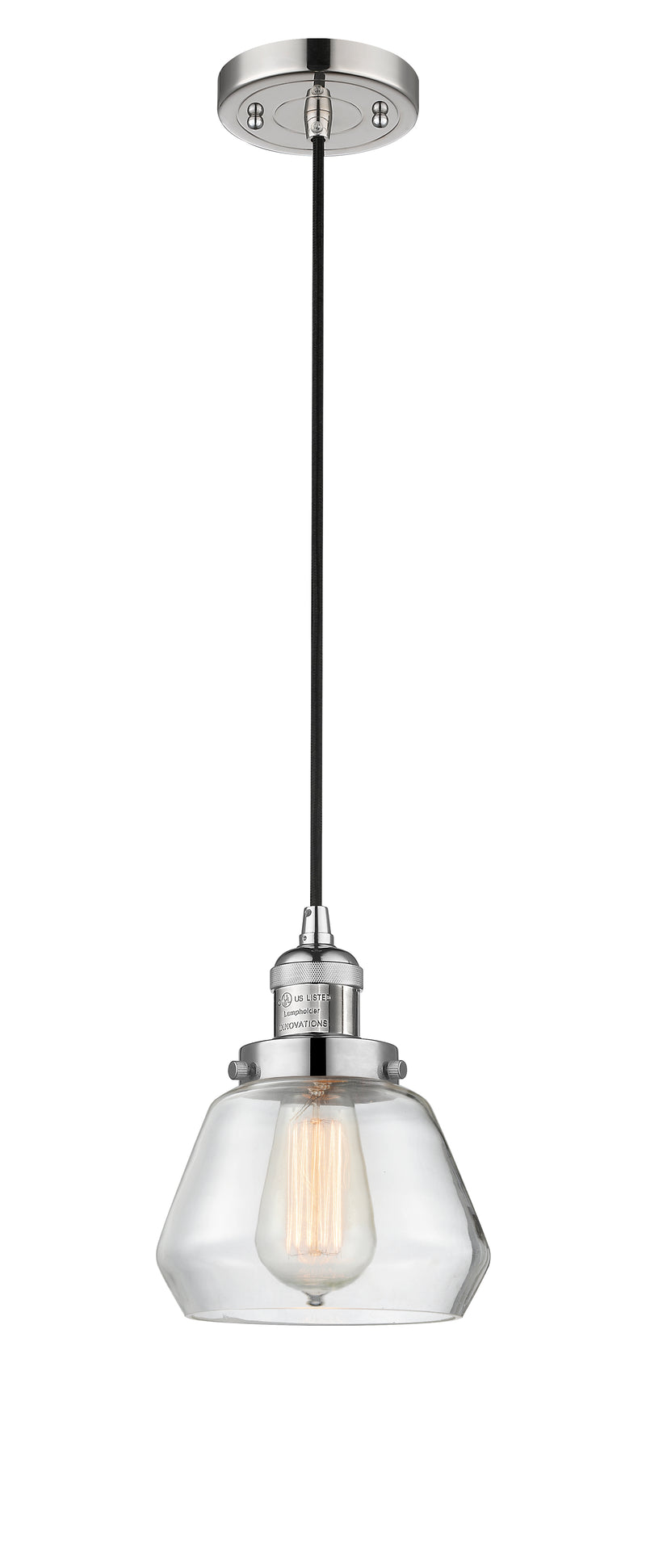 Innovations Lighting Fulton 1-100 watt 7 inch Polished Nickel Mini Pendant with Clear glass 201CPNG172