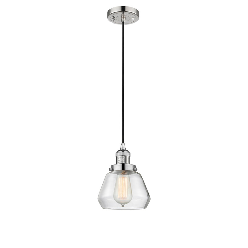 Fulton Mini Pendant shown in the Polished Nickel finish with a Clear shade