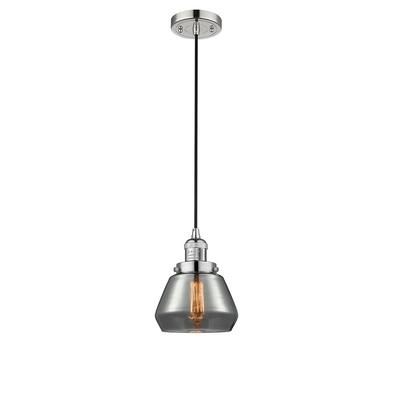 Fulton Mini Pendant shown in the Polished Nickel finish with a Plated Smoke shade