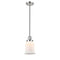 Canton Mini Pendant shown in the Polished Nickel finish with a Matte White shade